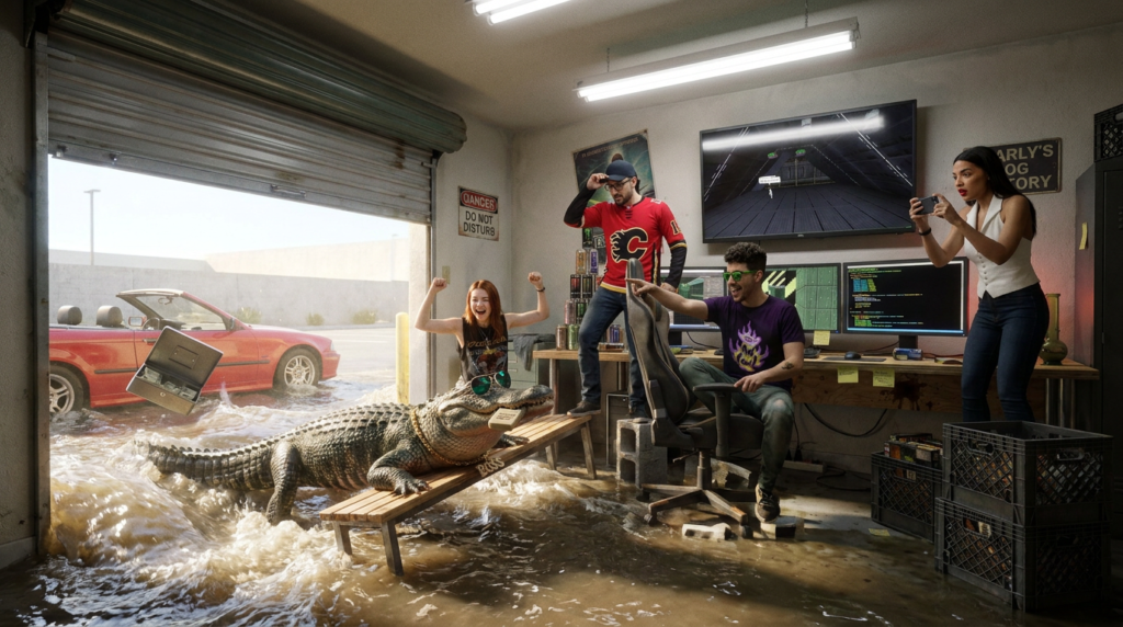 Scene 6 — The Crew Drains the Workshop